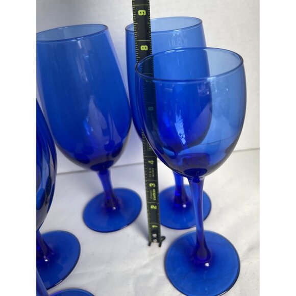 Set Of 6 Luminarc France Cobalt Blue Crystal Goblets 3-6oz 3-8oz Barware Stemwar - Picture 5 of 7